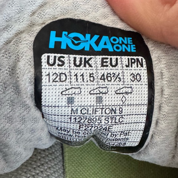 Hoka Clifton 9 Running Shoes Gray Blue Lime Men’s Size 12D - Picture 4 of 10